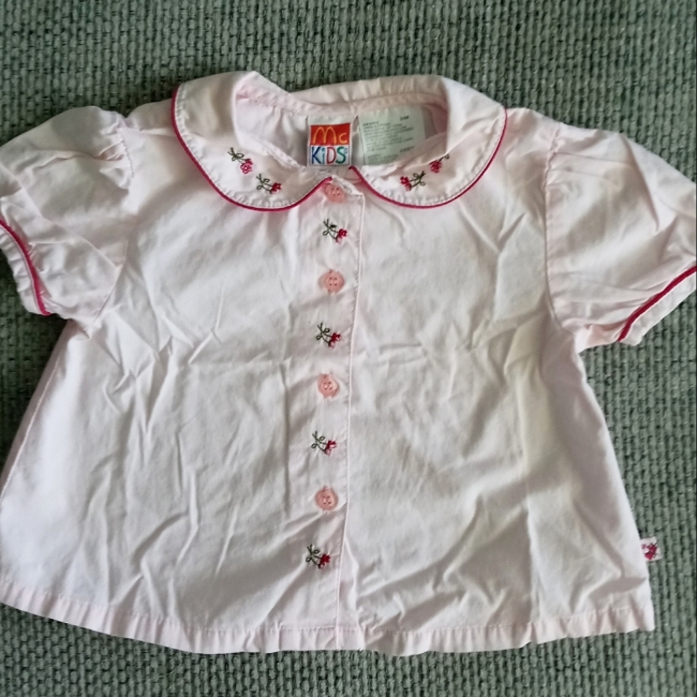 Vintage mckids baby pink button up blouse shirt